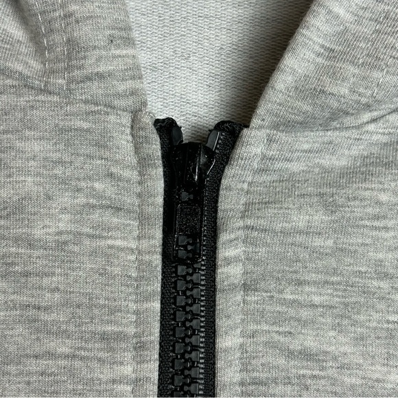 BRAND NEW Hooded pullover half zip Gray white size Large unisex long sleeve - Picture 3 of 14